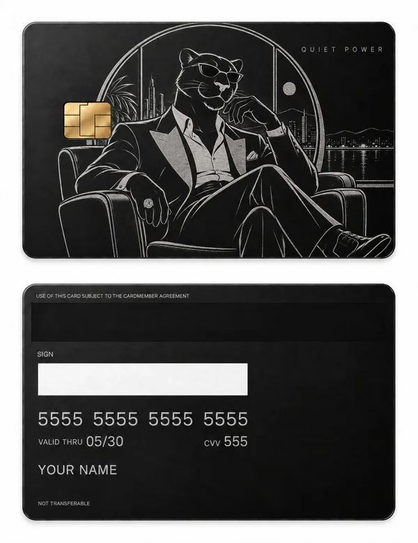 Panther Principal — Matte black stainless steel with silver engraving