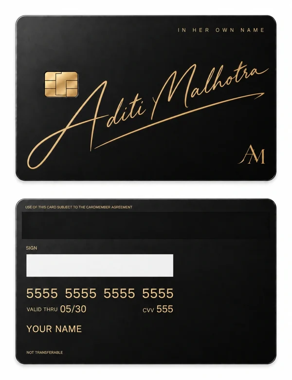 Aditi Power Signature — Matte black brass with gold engraving