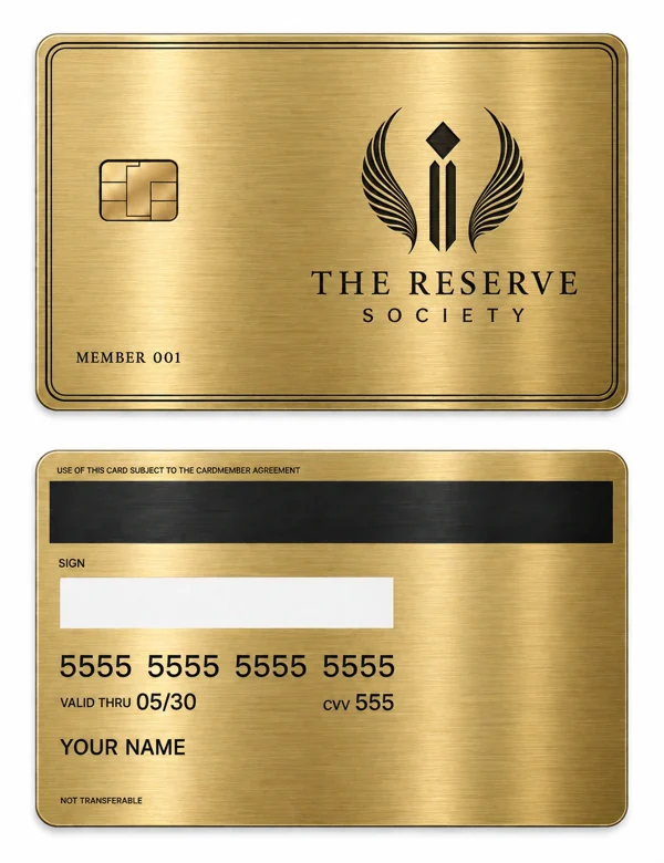 The Reserve Society — Brushed gold stainless steel with black engraving