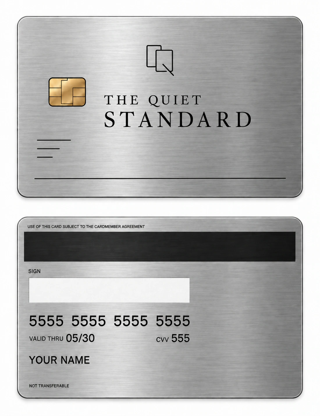 The Quiet Standard metal card